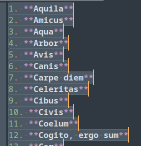 Multi Cursor List