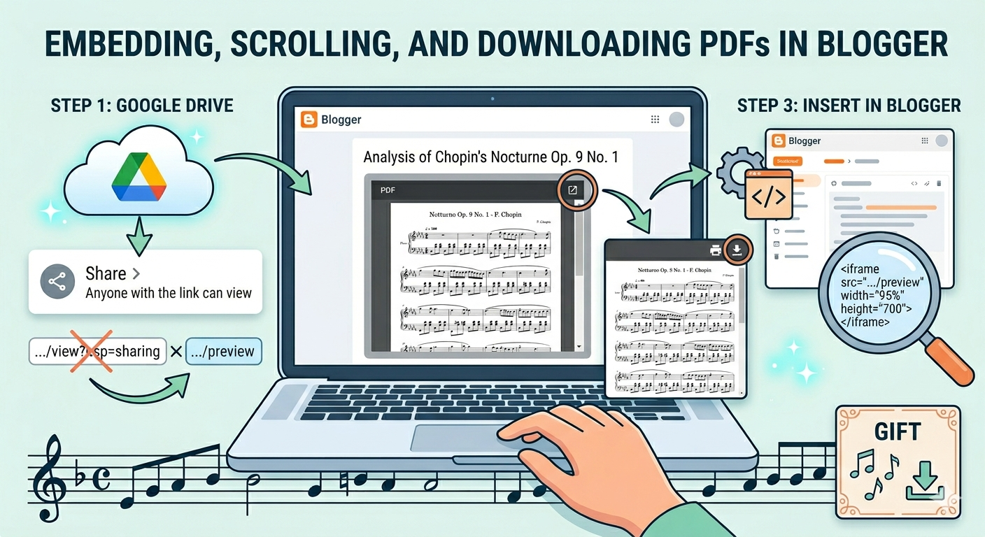 image from Blogger posts and PDFs that can be embedded, scrolled through, and downloaded
